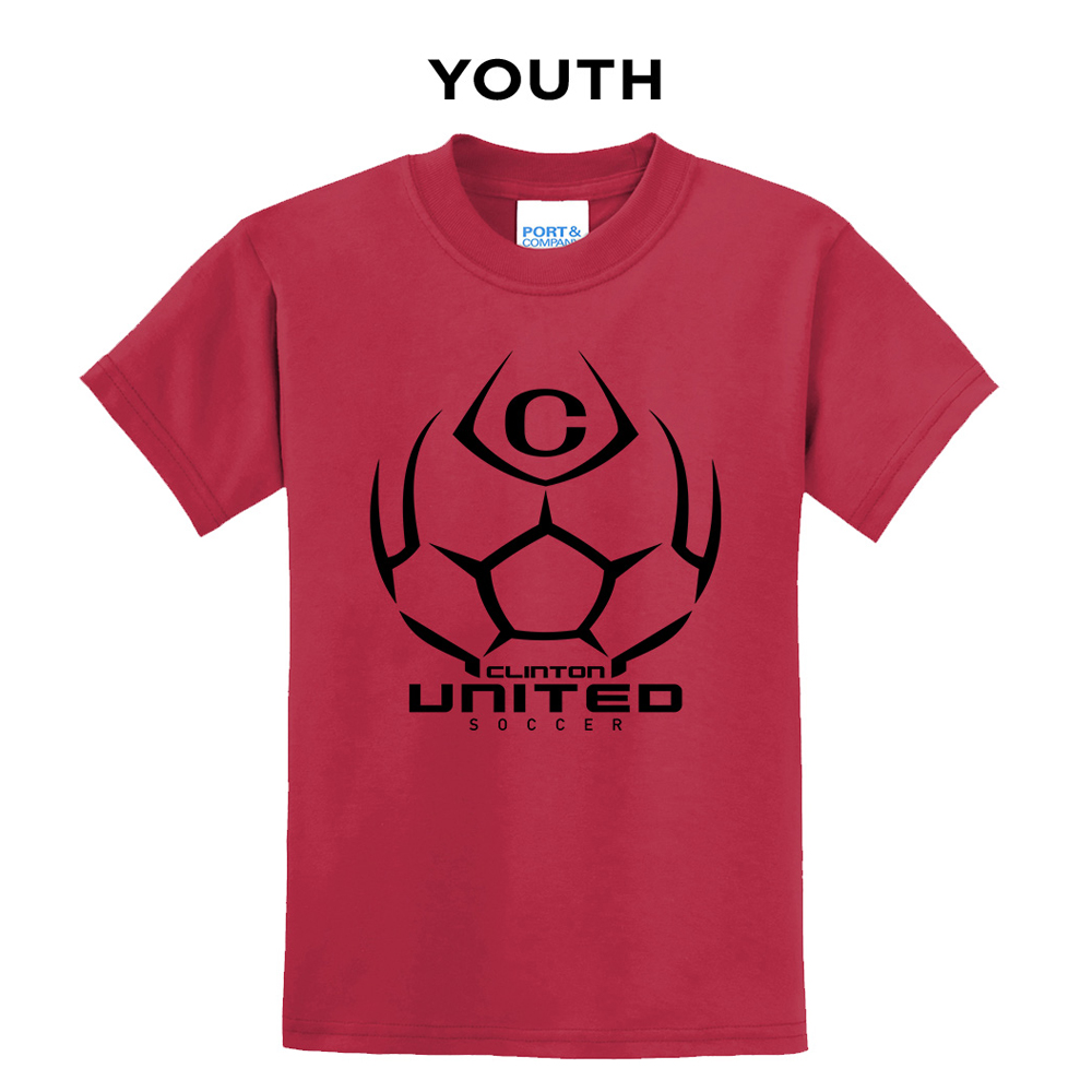Clinton United Soccer Youth Short Sleeve Tee-Red