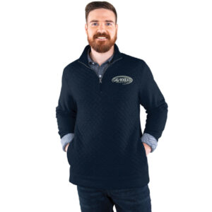 Cal Wheat Track Field Charles River Men’s FRANCONIA Quilted 1/4 zip pullover-navy