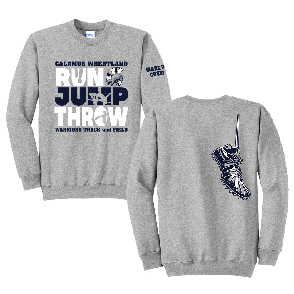 Cal Wheat Track Field Unisex Fleece Crewneck Sweatshirt-Athletic Heather
