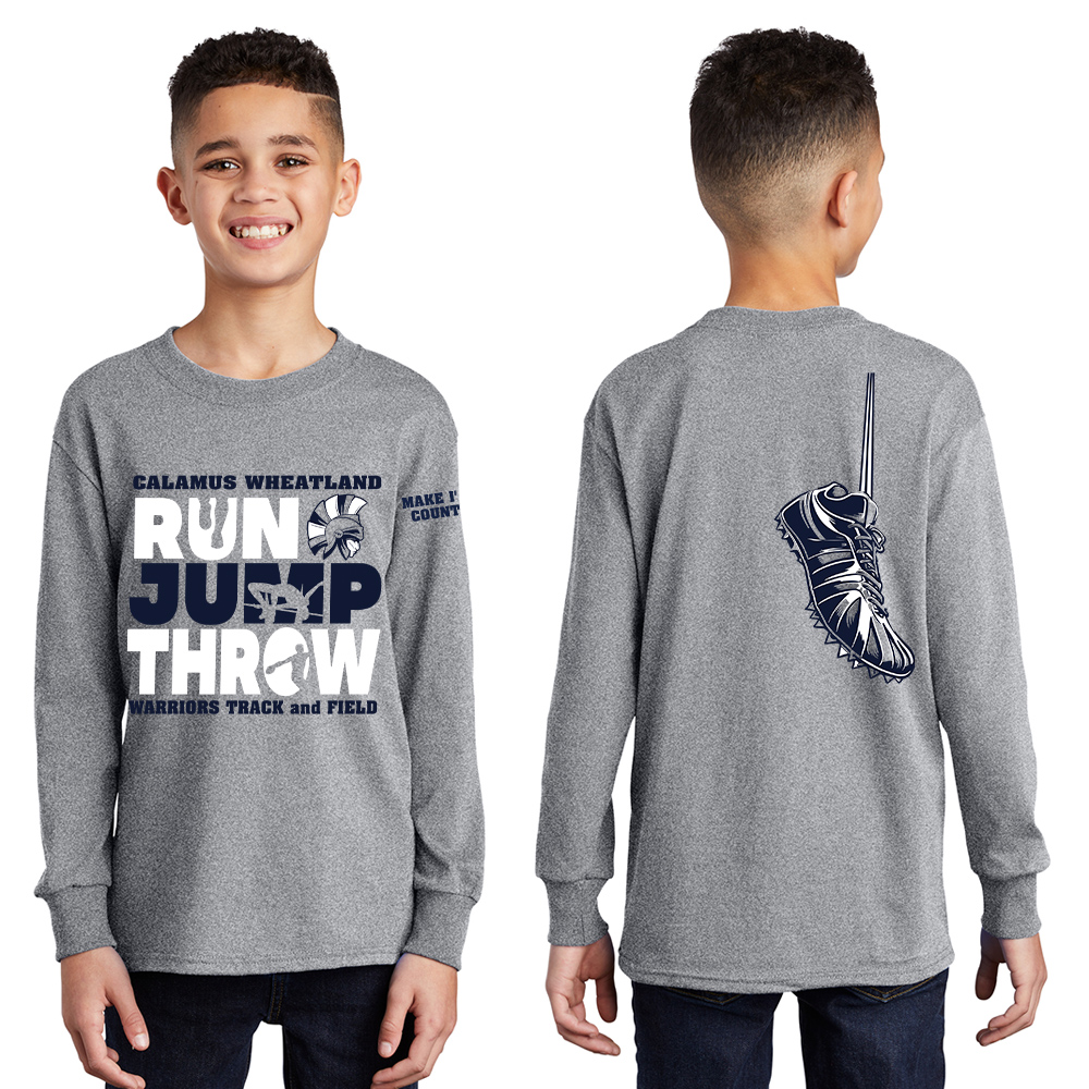 Cal Wheat Track Field Youth Cotton Long Sleeve Tee-Athletic Heather