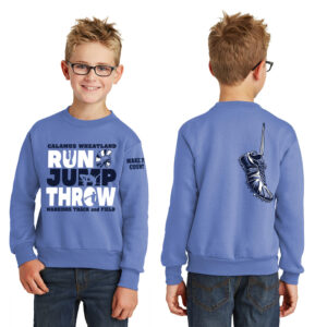 Cal Wheat Track Field Youth Fleece Crewneck Sweatshirt-Carolina Blue