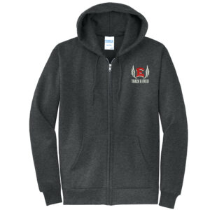 DM East Track Field Unisex Classic Full-Zip Hooded Sweatshirt-Black Heather