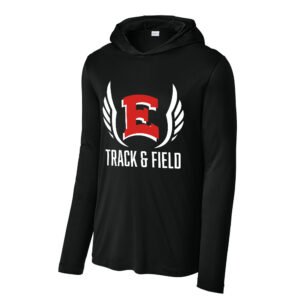 DM East Track Field Sport-Tek Men Posi-UV Pro Long Sleeve Hoodie Tee-Black