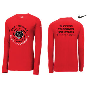 EA Boy Volleyball Adult Nike Dri-Fit Cotton/Poly Long Sleeve Tee-Unversity Red