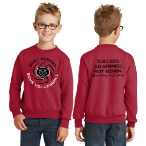 EA Boy Volleyball Youth Fleece Crewneck Sweatshirt-Red