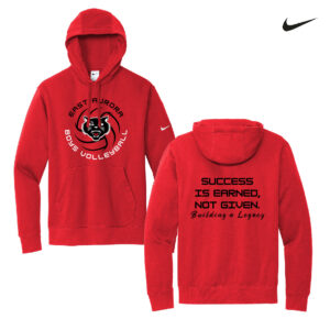 EA Boy Volleyball Nike Club Fleece Sleeve Swoosh Pullover Hoodie Adult-University Red