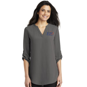 EIS Port Authority Ladies 3/4 Sleeve Tunic Blouse-Sterling Grey
