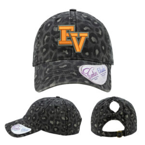 EV Golf Infinity Her Women’s Garment-Washed Fashion Print Cap-Black Leopard