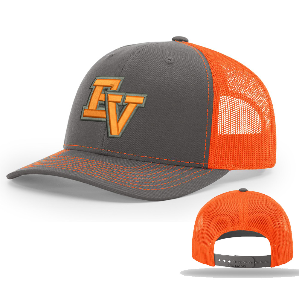 EV Golf Richardson Pro Crown Mesh Back Adjustable back cap Split-Charcoal/Neon Orange