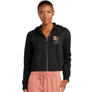 EV Golf District Women’s V.I.T. Fleece Full-Zip Hoodie Crop-Black