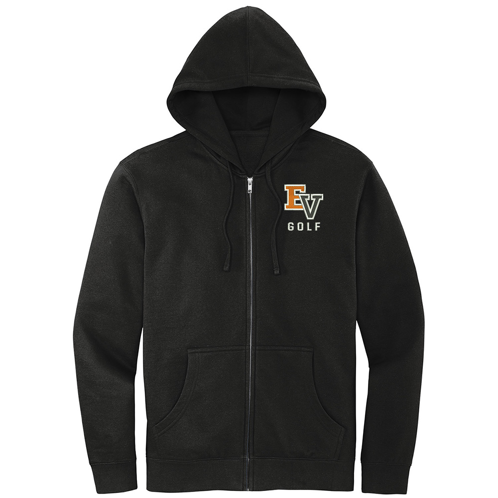 EV Golf District Adult V.I.T. Fleece Full-Zip Hoodie-Black