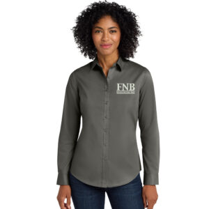 FNB Port AuthorityLadies  SuperPro twill button down long sleeve shirt-Sterling Grey