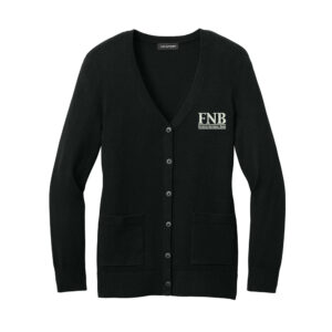 FNB Port Authority Women’s Easy Care Button-Up Cardigan Sweater-Deep Black