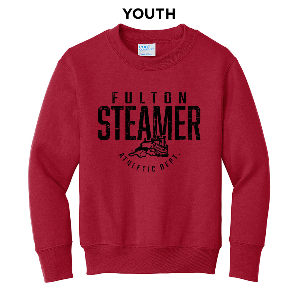 Steamers Youth Fleece Crewneck Sweatshirt-Red