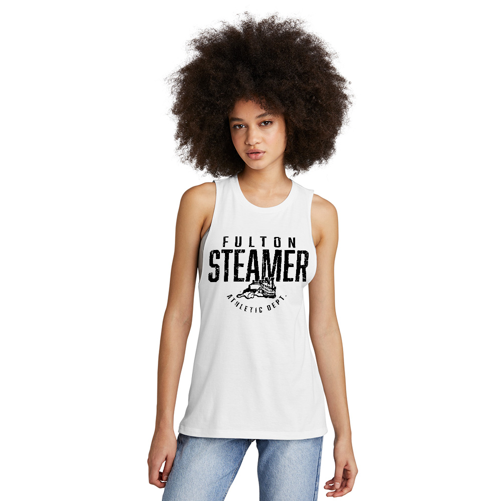 Steamers District Women’s Perfect Tri Muscle Tank-White