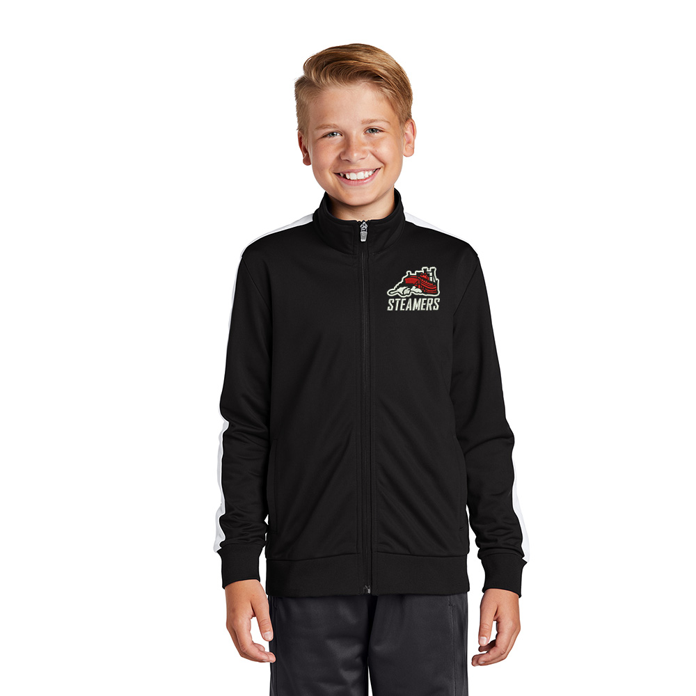 Steamers Sport-Tek YOUTH Tricot Track Jacket-Black/White