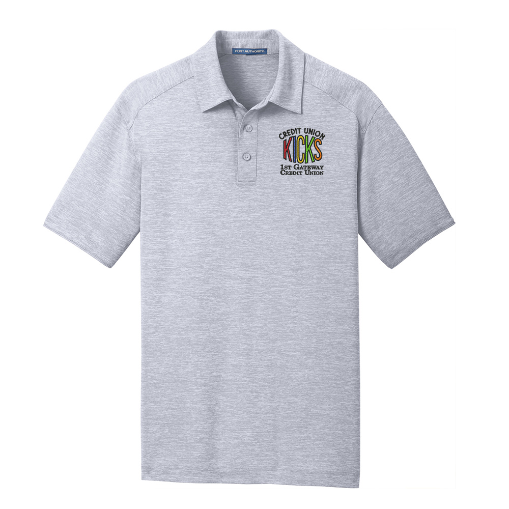 1st Gateway Port Authority Men Digi Heather Performance Polo-Light Grey