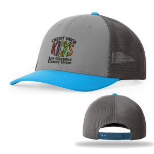 1st Gateway Richardson Hood River stretch performance adjustable snapbck cap-Cement Grey/ Dark Charcoal/Pool Blue