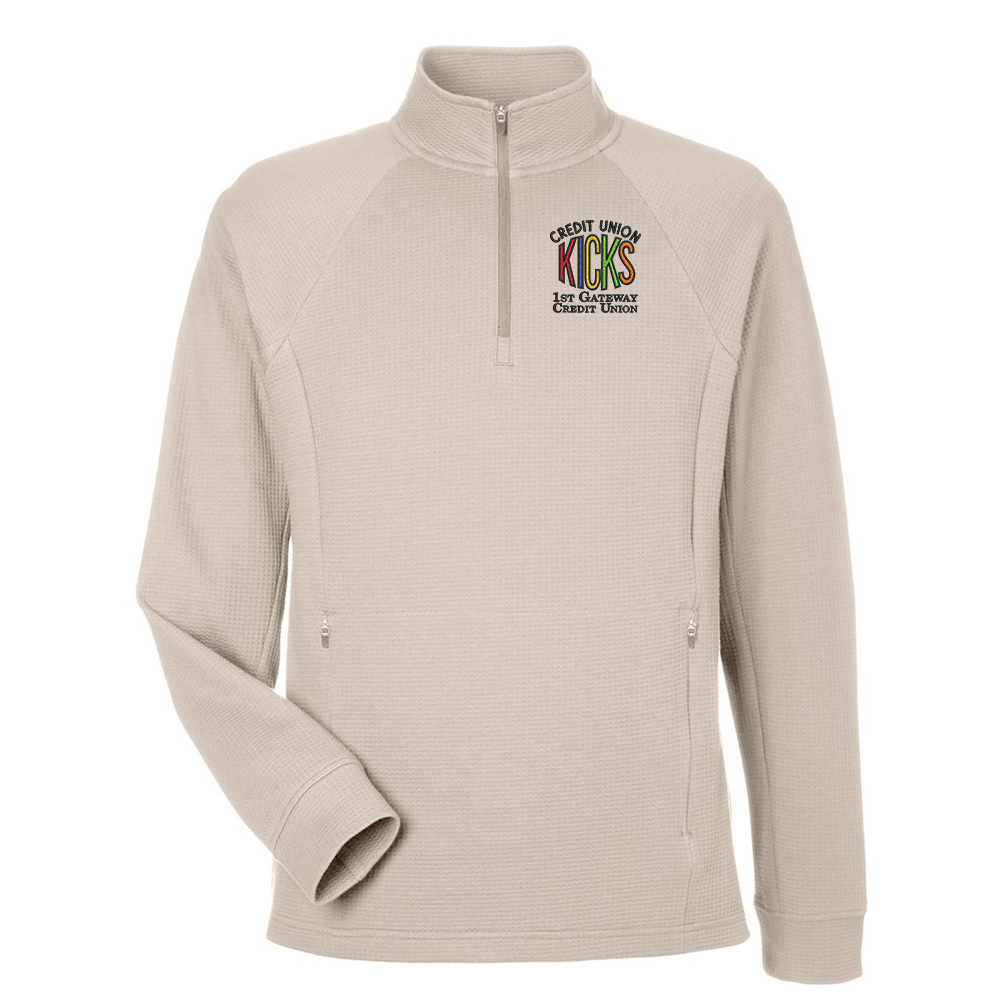1st Gateway North End Men's Rhythm Waffle Quarter-Zip Pullover-Oatmeal
