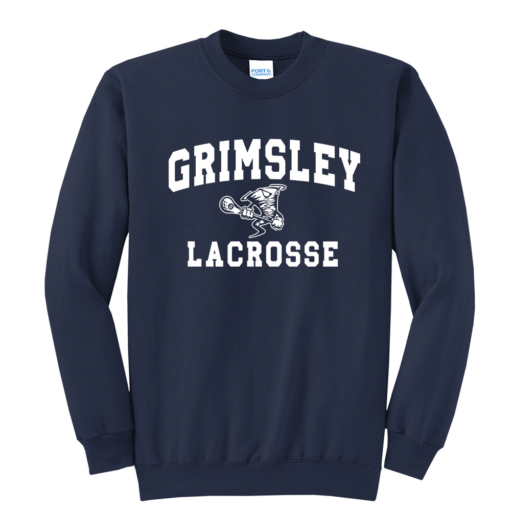 Grimsley Lacrosse Player Unisex Fleece Crewneck Sweatshirt-Navy