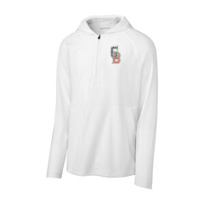 Great Bambinos BB Sport-Tek men Repeat 1/2-Zip Long Sleeve Hooded Jacket-White