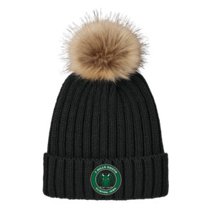7 Hills Brewing Port Authority Faux Fur Pom Beanie-Deep Black  (patch)