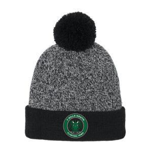 7 Hills Brewing Sport-Tek Halftime Heather Pom Beanie-Black/Silver  (patch)
