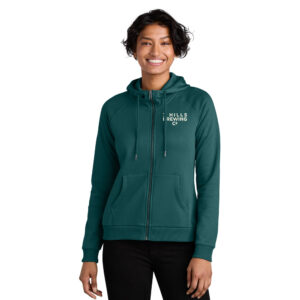 7 Hills Brewing Allmade Women’s Organic CVC Fleece Full Zip Pullover Hooded Sweatshirt-Deep Sea Green