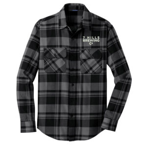 7 Hills Brewing Port Authority Plaid Flannel Shirt Men-Grey Black