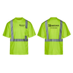 Hometown Class 2 Hi Vis Safety Green Short Sleeve moisture wicking  T-shirt with pocket-Safety Green