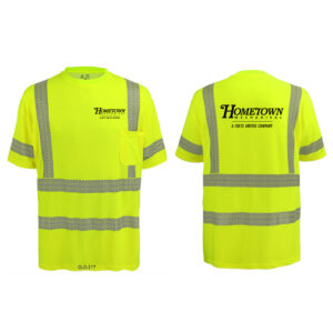 Hometown FrogWear Class 3 HV Premium Self-Wicking Bamboo/Polyester Short-Sleeved Shirt with pocket-Safety Gr