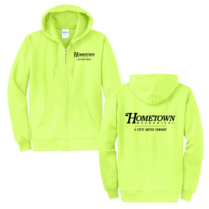 Hometown Unisex Core Fleece Full Zip Hooded Sweatshirt-Neon Yellow