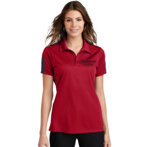 Hometown Sport-Tek Ladies PosiCharge Active Textured Colorblock Polo-Red/Grey