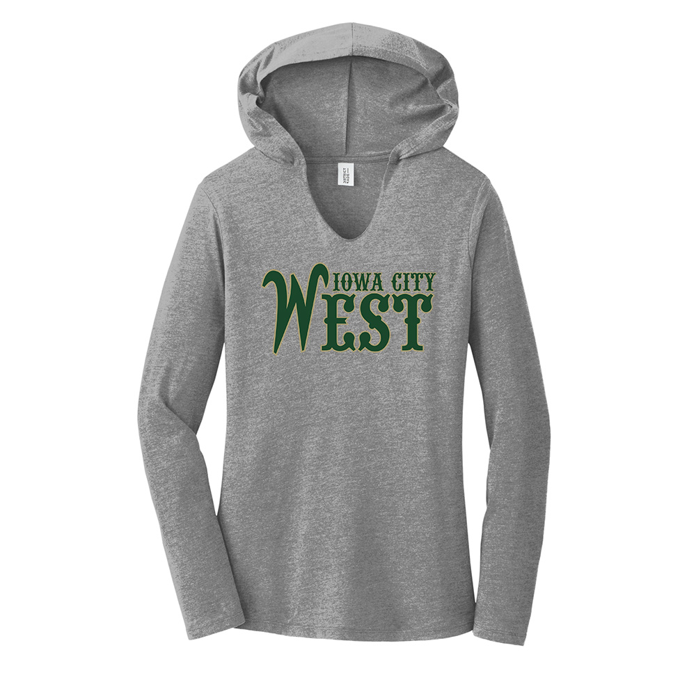West Baseball District Made Ladies Perfect Tri Long Sleeve Hoodie-Grey Frost