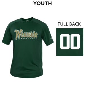 West Baseball Rawlings YOUTH Crew Neck Tech Tee-Dark Green