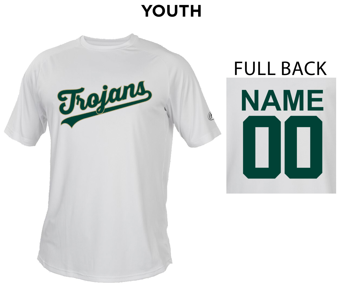 West Baseball Rawlings YOUTH Crew Neck Tech Tee-White