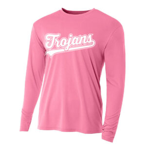 West Baseball Adult Cooling Performance long sleeve Crew Tee- Pink