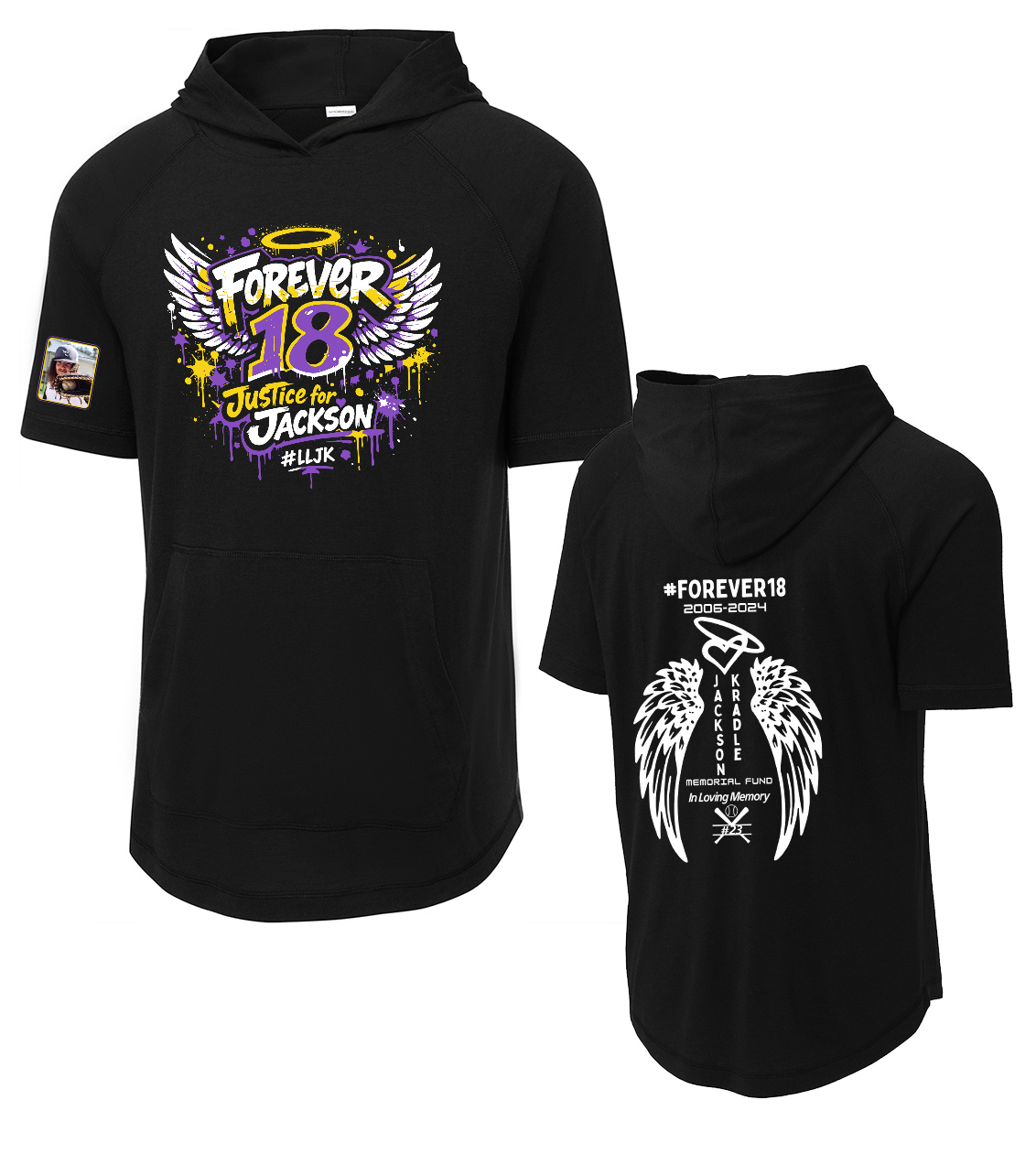 Jackson Sport Tek Men PosiCharge Triblend Wicking Short Sleeve Hoodie-Black