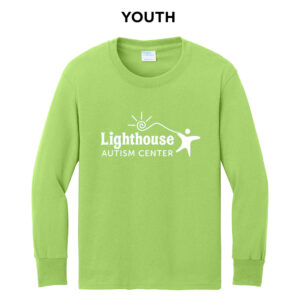 Lighthouse Autism Center Youth Long Sleeve Core Cotton Tee-Lime