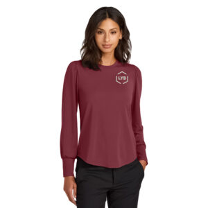 LYB Mercer and Mettle Women’s Stretch Jersey Long Sleeve Blouson Top-Rosewood