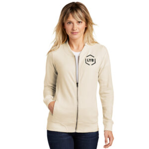 LYB Sport-Tek Ladies Lightweight French Terry Bomber Jacket-Ecru