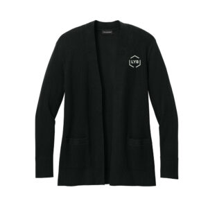 LYB Port Authority Women’s Easy Care Open-Front Cardigan Sweater-Deep Black