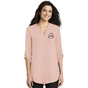LYB Port Authority Ladies 3/4-Sleeve Tunic Blouse-Rose Quartz