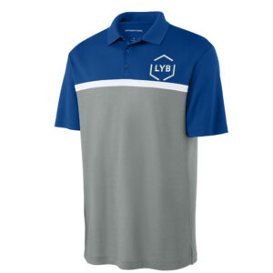 LYB Sport-Tek Men UV Micropique Colorblock Polo-True Royal/Grey Concrete/White