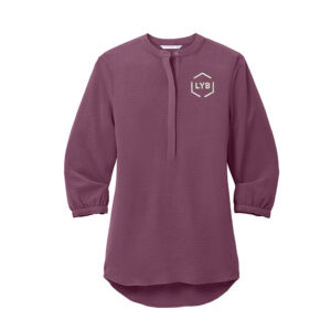 LYB Port Authority Ladies 3/4-Sleeve Textured Crepe Tunic-Purple Mist