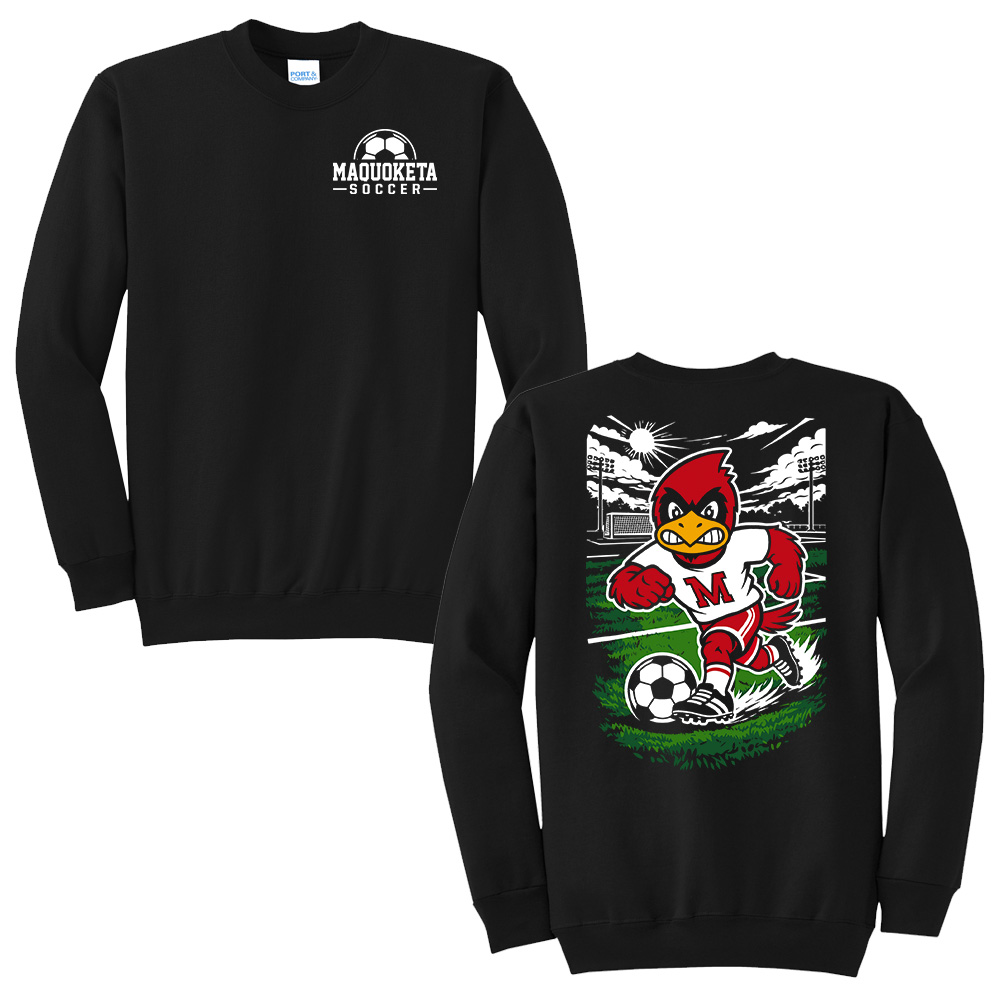 Maquoketa Soccer Unisex Fleece Crewneck Sweatshirt-Black