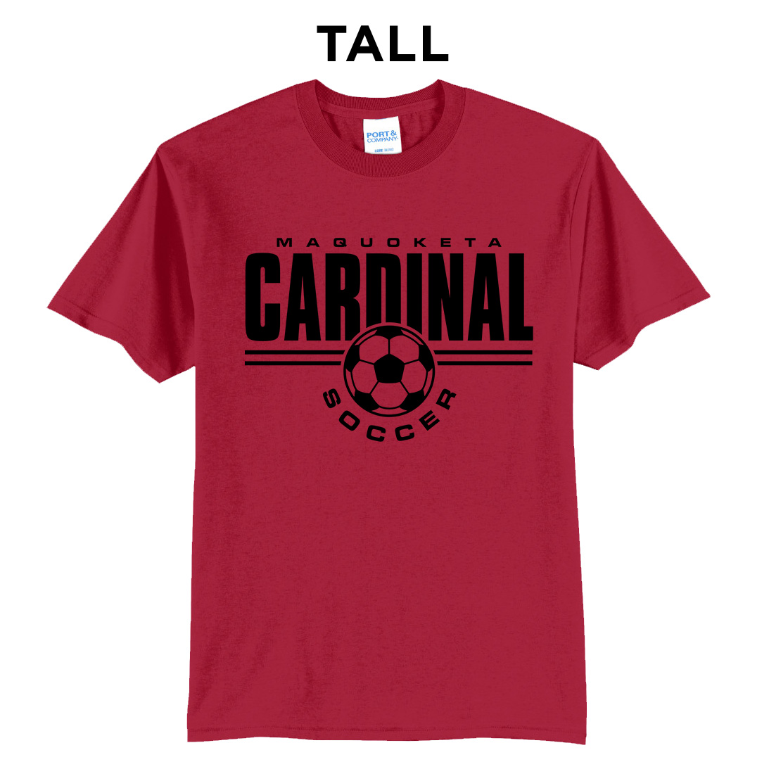 Maquoketa Soccer Tall Short Sleeve Tee-Red