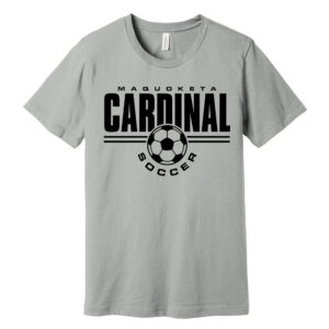 Maquoketa Soccer Bella and Canvas Short Sleeve ring spun cotton T-Shirt-Silver