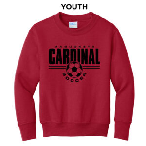 Maquoketa Soccer Youth Fleece Crewneck Sweatshirt-Red