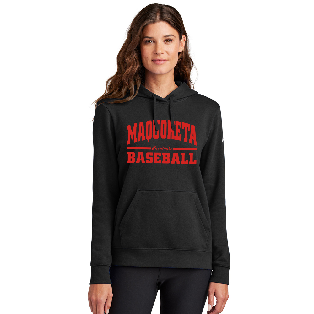 Maq Baseball Nike Women's Club Fleece Sleeve Swoosh Pullover Hoodie-black